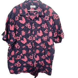 Oak Hill Shirt Mens 2XLT Blue Hawaiian 100% cotton Big Tall Button Up Tropical